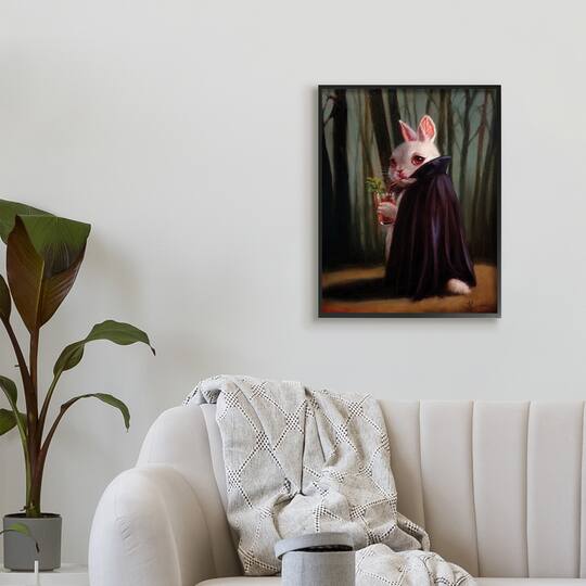 Stupell Industries Vampire Rabbit Drinking Bloody Mary Dark Forest Framed Wall Art